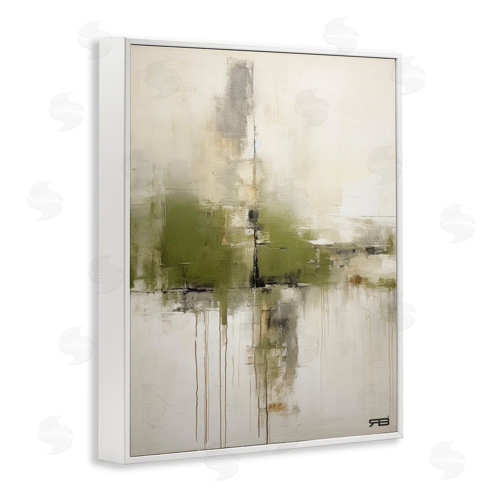 RB Modern Paint Drip Horizon White Framed Giclee Wall Art Print