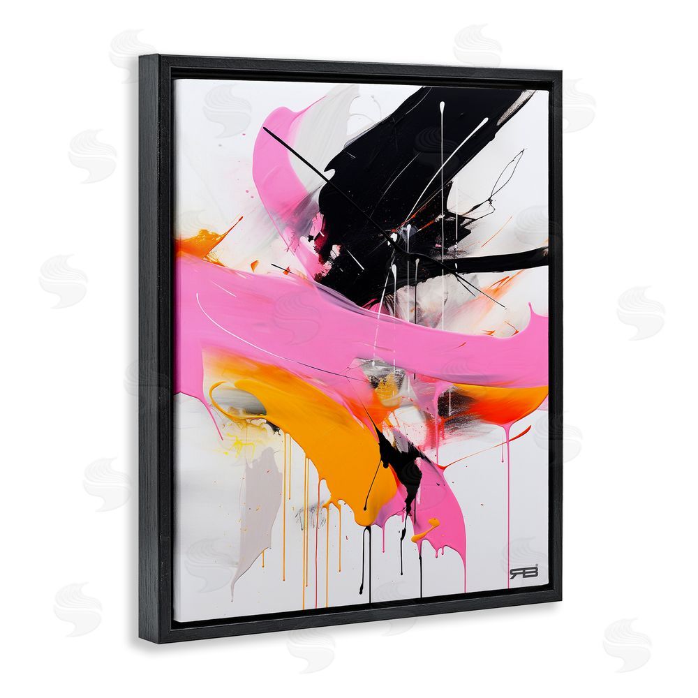 RB Pink & Black Contemporary Black Floating Frame Canvas Wall Art Print