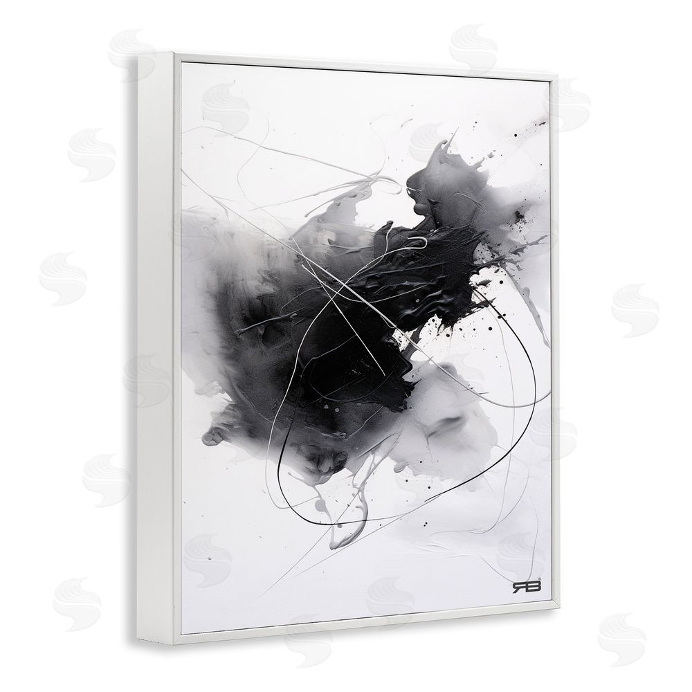 RB Contemporary Watercolor Smear White Framed Giclee Wall Art Print