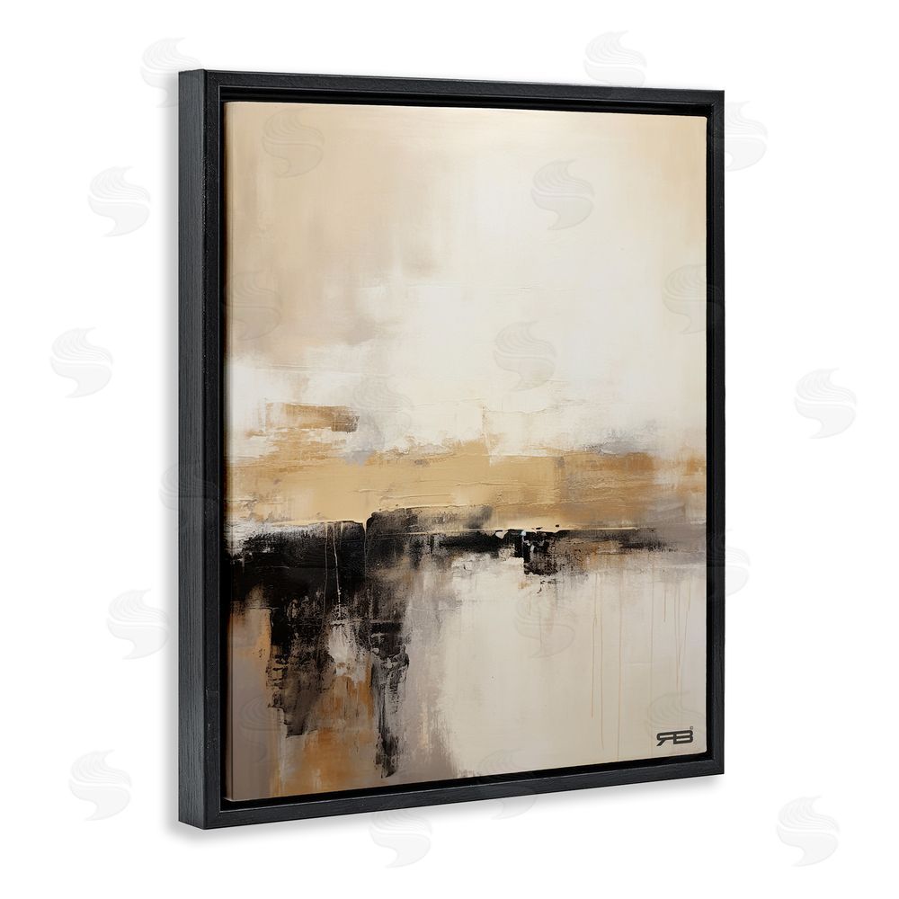 RB Neutral Contemporary Horizon Black Floating Frame Canvas Wall Art Print