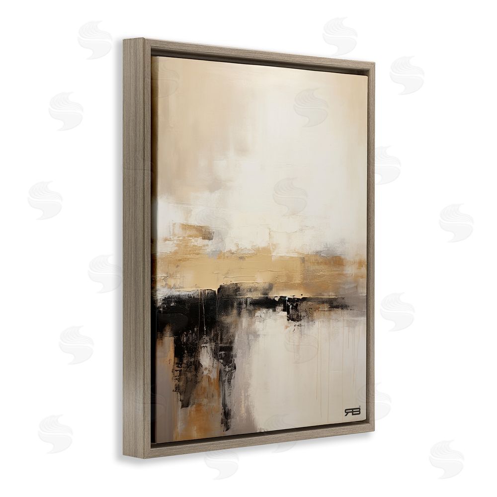 RB Neutral Contemporary Horizon Brown Floating Frame Canvas Wall Art Print