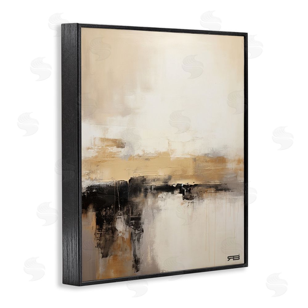 RB Neutral Contemporary Horizon Black Framed Giclee Wall Art Print