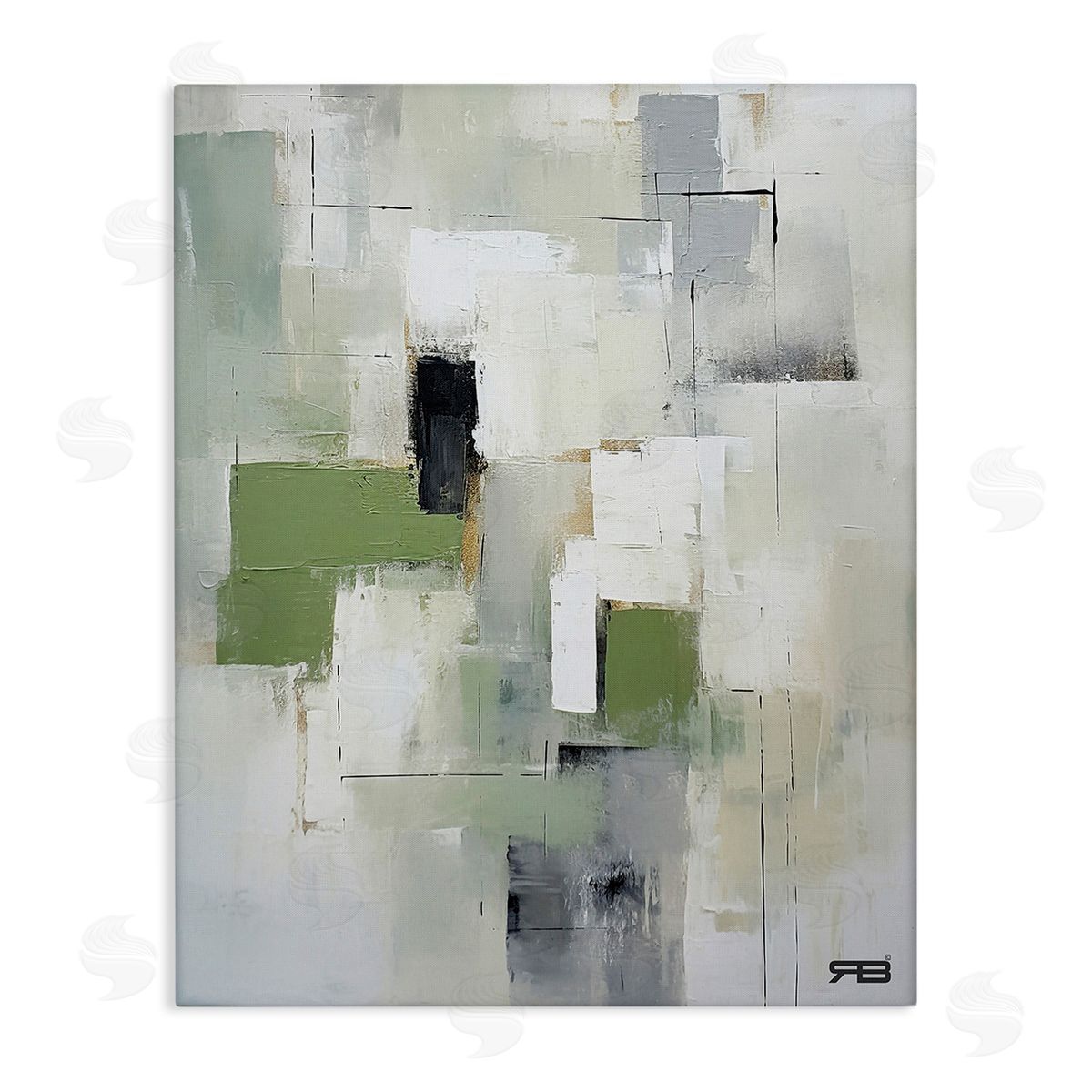 RB Subtle Grey Shapes Stretched Canvas Wall Art Print