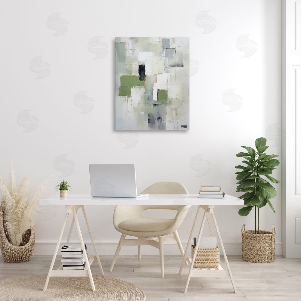 RB Subtle Grey Shapes Canvas Wall Art Print in Room