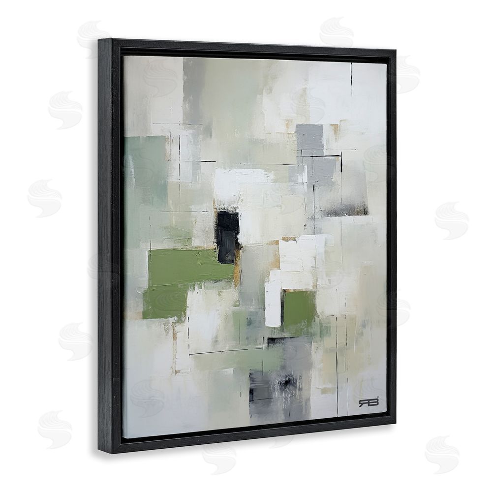 RB Subtle Grey Shapes Black Floating Frame Canvas Wall Art Print