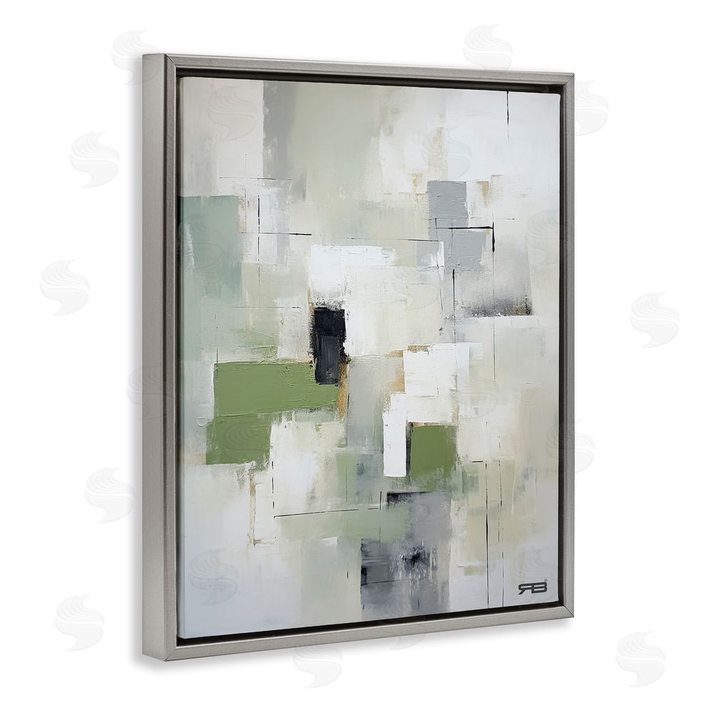 RB Subtle Grey Shapes Grey Floating Frame Canvas Wall Art Print