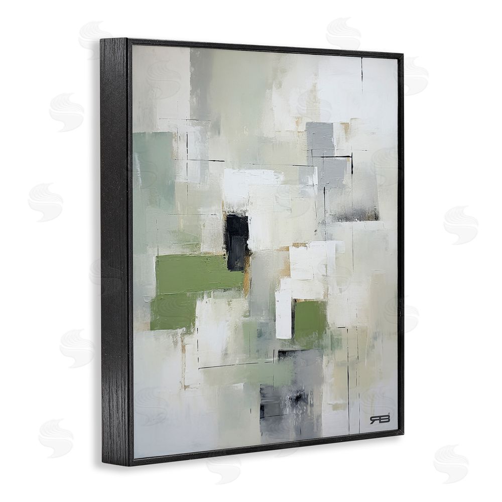 RB Subtle Grey Shapes Black Framed Giclee Wall Art Print