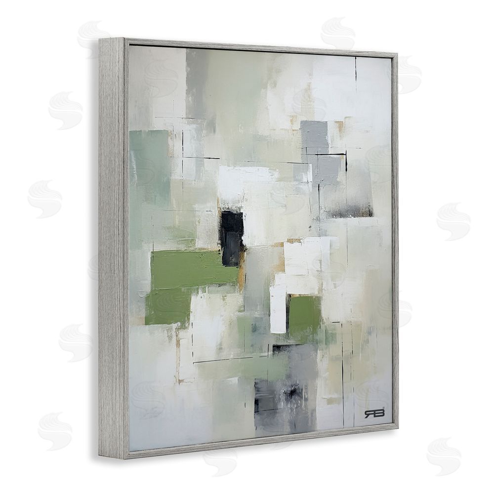 RB Subtle Grey Shapes Gray Framed Giclee Wall Art Print