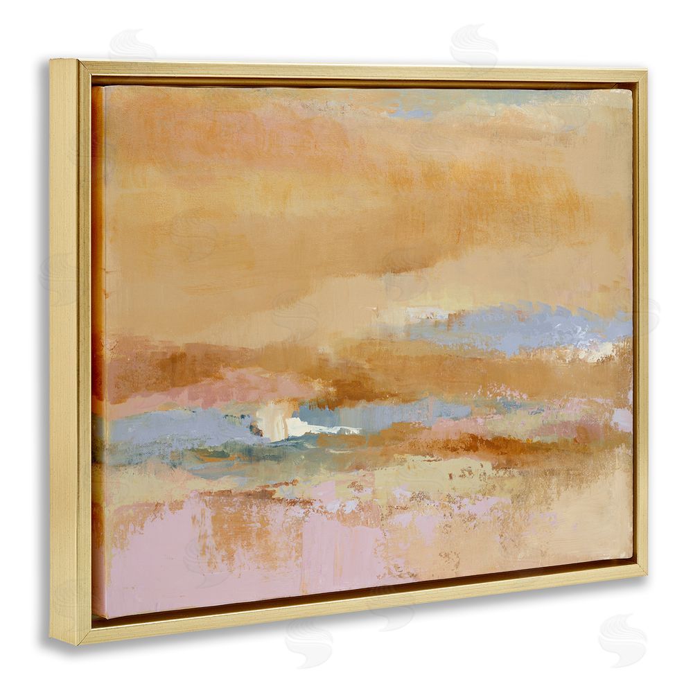 Lanie Loreth Rustic Tan Abstraction Gold Floating Frame Canvas Wall Art Print