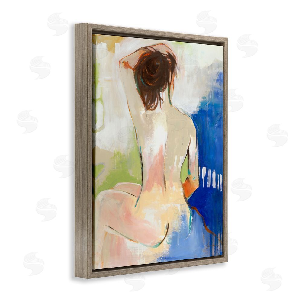 Liz Jardine Modern Nude Figure Brown Floating Frame Canvas Wall Art Print