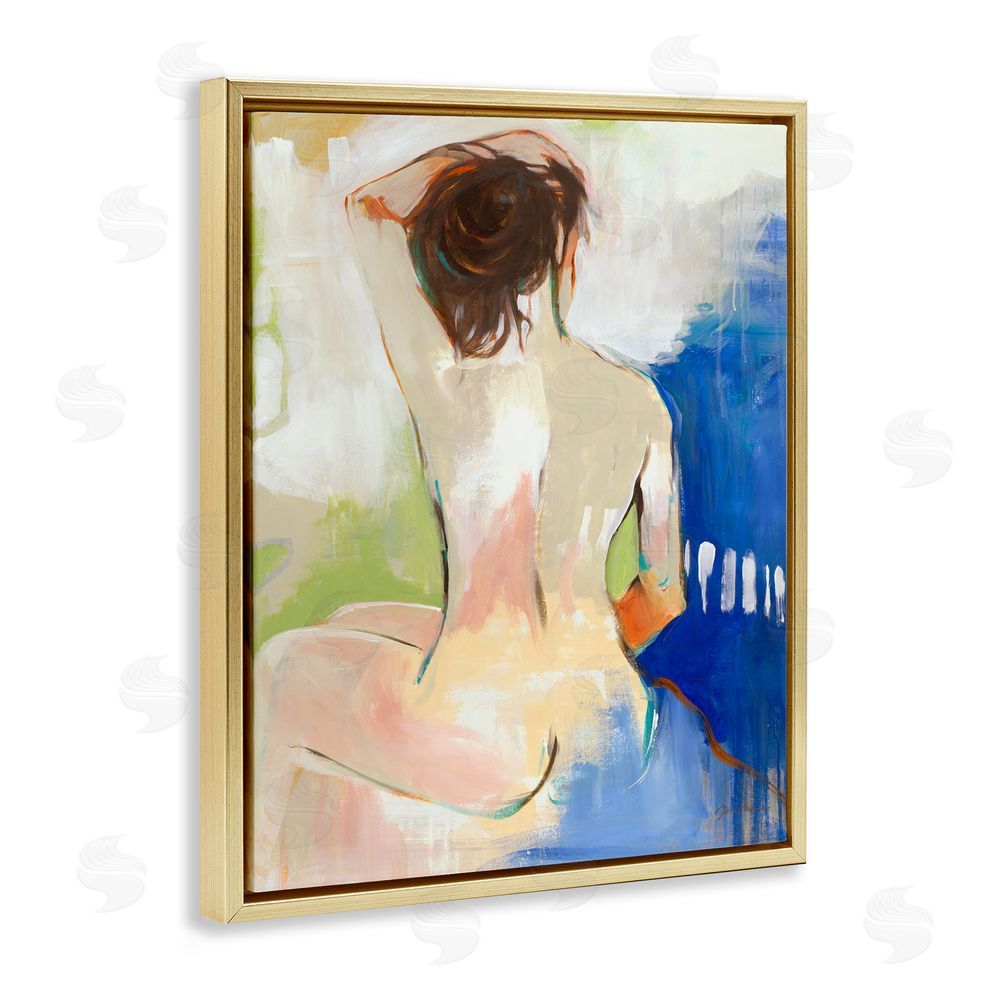 Liz Jardine Modern Nude Figure Gold Floating Frame Canvas Wall Art Print