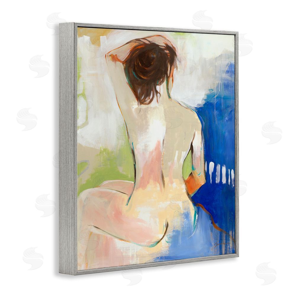 Liz Jardine Modern Nude Figure Gray Framed Giclee Wall Art Print
