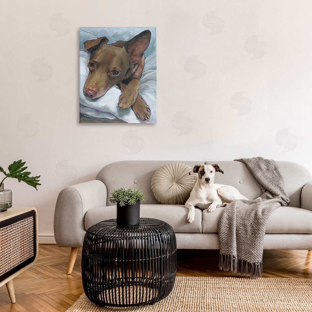 Nadi Spencer Resting Dog Portrait Canvas Wall Art Print in Room