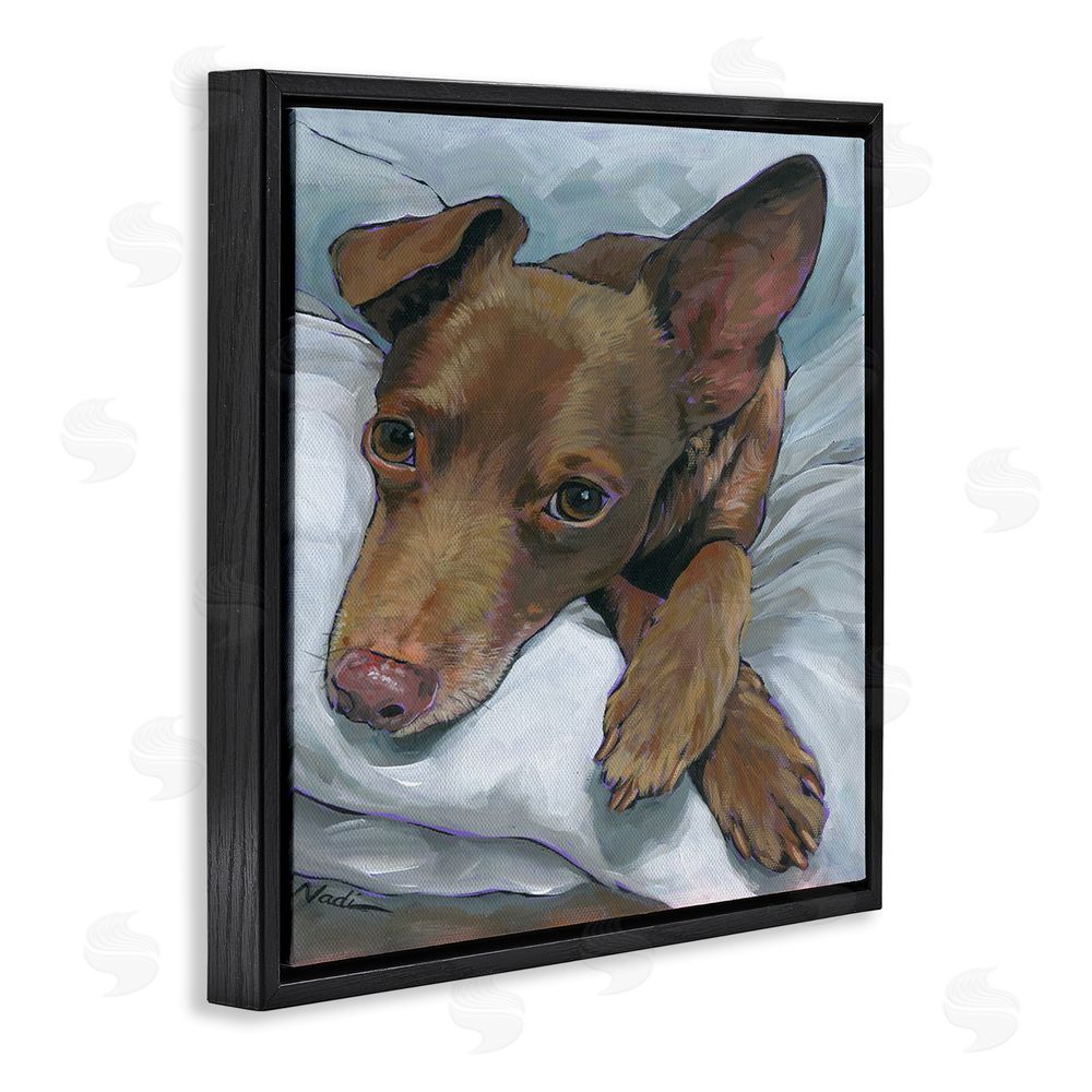 Nadi Spencer Resting Dog Portrait Black Floating Frame Canvas Wall Art Print