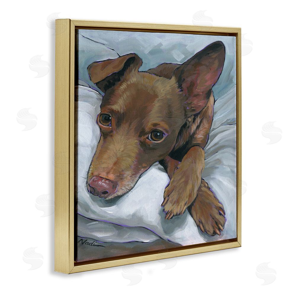Nadi Spencer Resting Dog Portrait Gold Floating Frame Canvas Wall Art Print