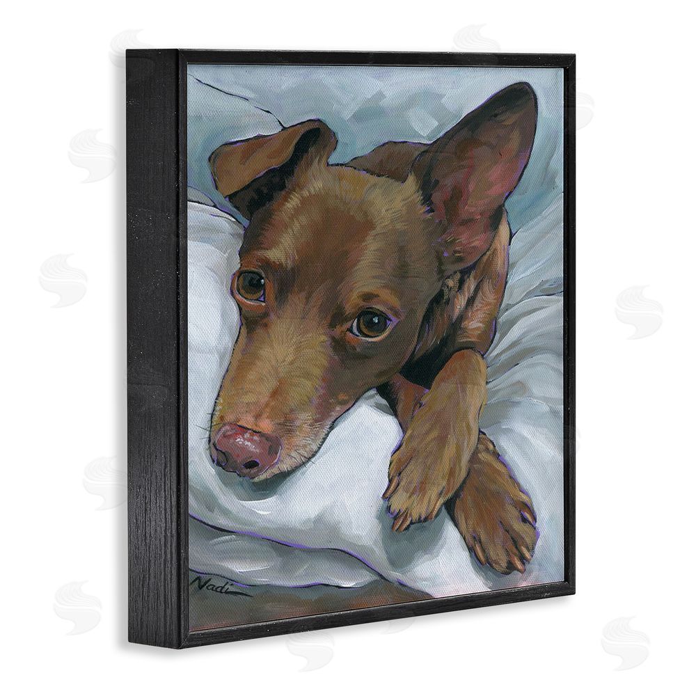 Nadi Spencer Resting Dog Portrait Black Framed Giclee Wall Art Print