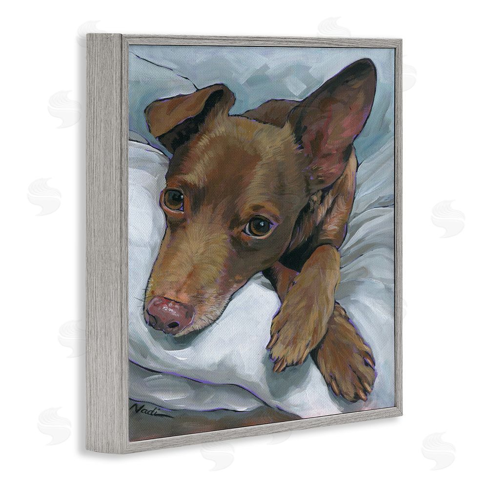 Nadi Spencer Resting Dog Portrait Gray Framed Giclee Wall Art Print