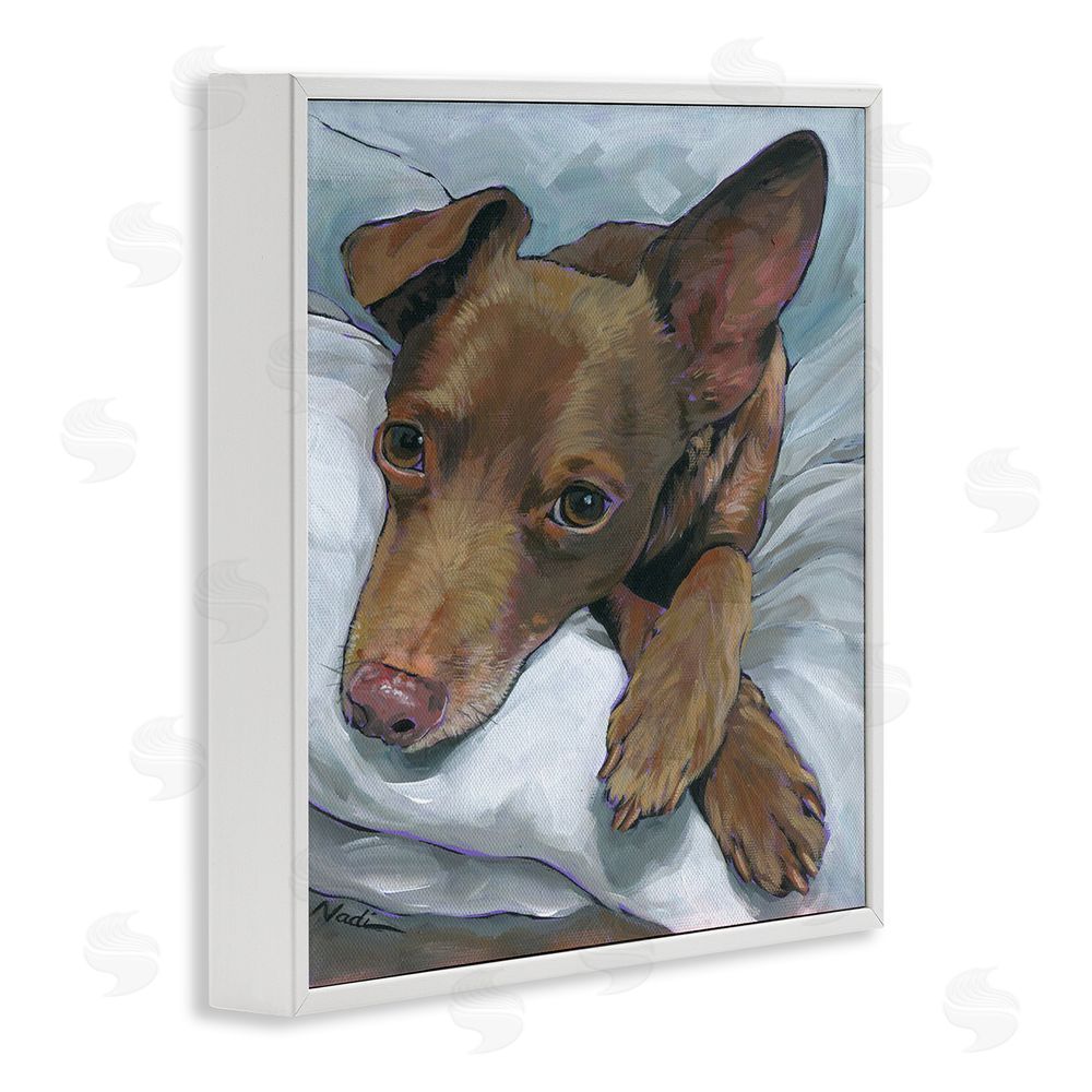 Nadi Spencer Resting Dog Portrait White Framed Giclee Wall Art Print