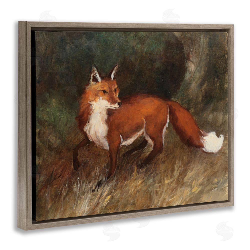 Julia Purinton Wild Fox in Forest Brown Floating Frame Canvas Wall Art Print