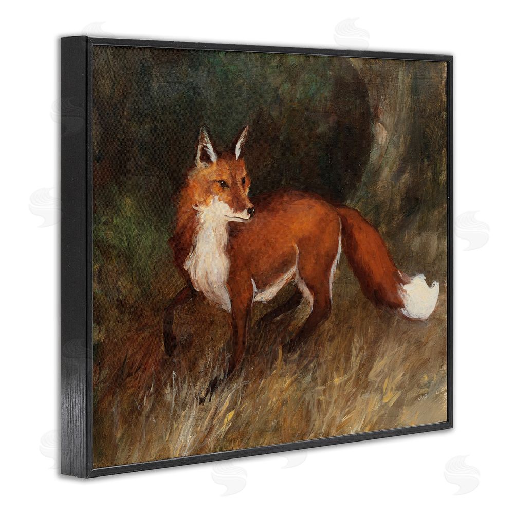 Julia Purinton Wild Fox in Forest Black Framed Giclee Wall Art Print