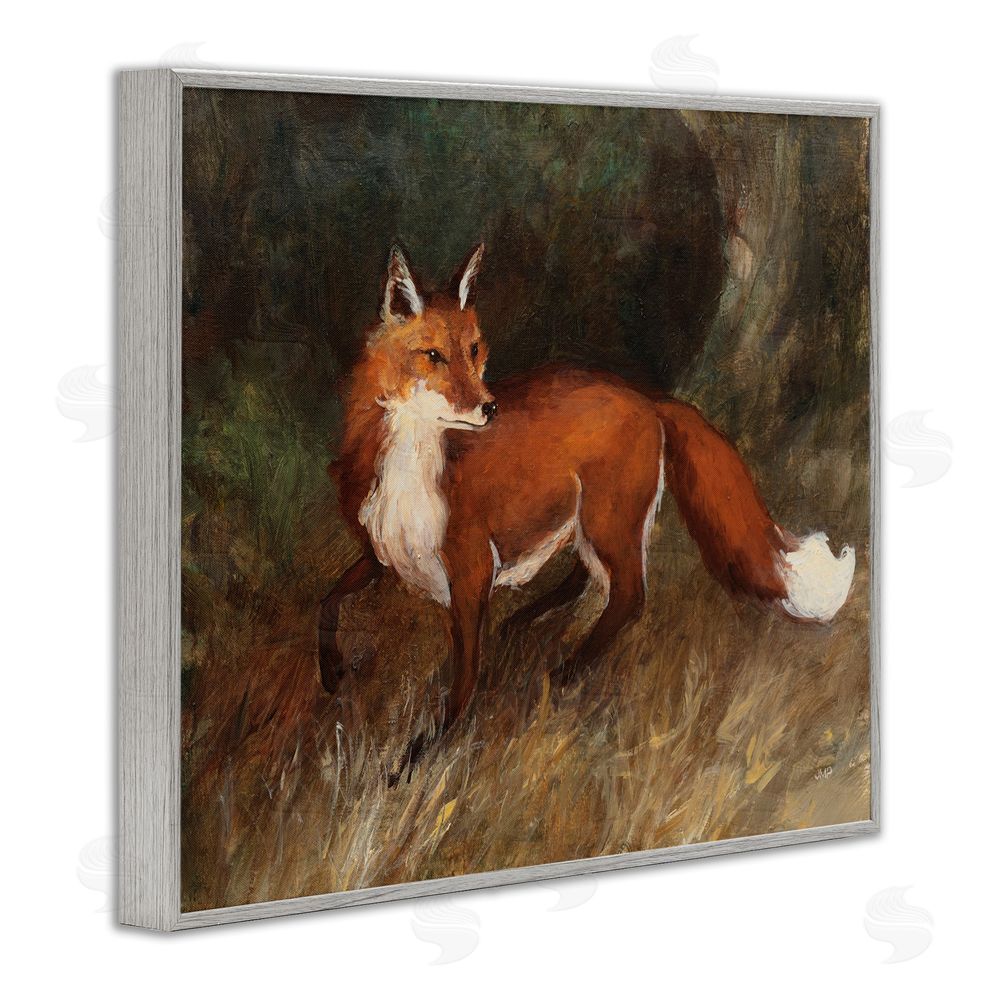 Julia Purinton Wild Fox in Forest Gray Framed Giclee Wall Art Print