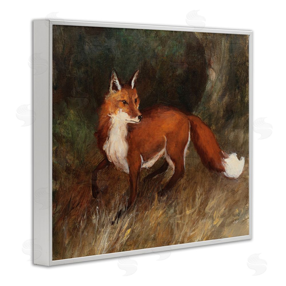 Julia Purinton Wild Fox in Forest White Framed Giclee Wall Art Print