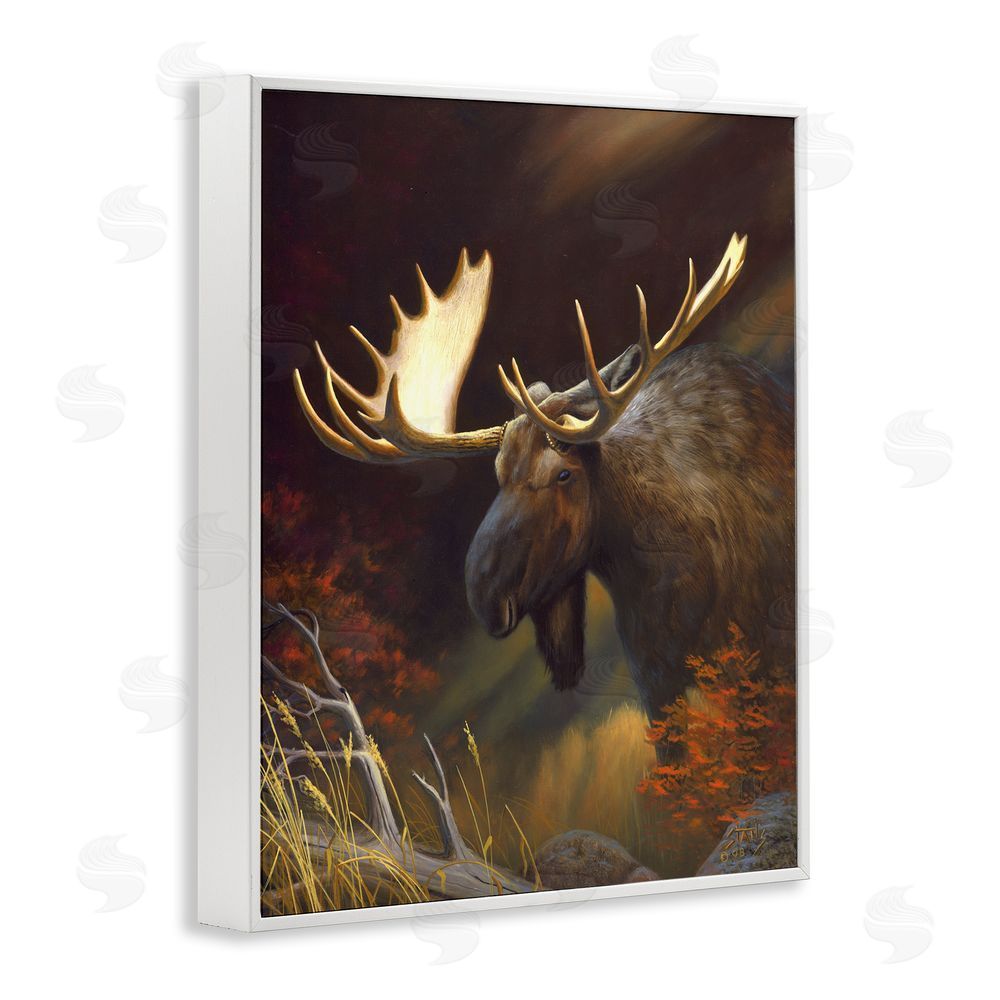 Leo Stans Woodland Moose Portrait White Framed Giclee Wall Art Print