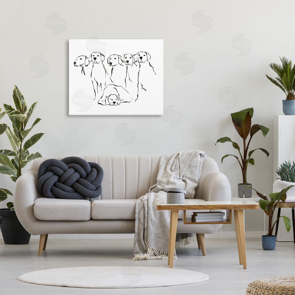 Ethan Harper Minimal Dogs Doodle Canvas Wall Art Print in Room