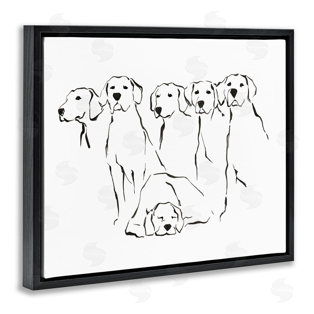 Ethan Harper Minimal Dogs Doodle Black Floating Frame Canvas Wall Art Print