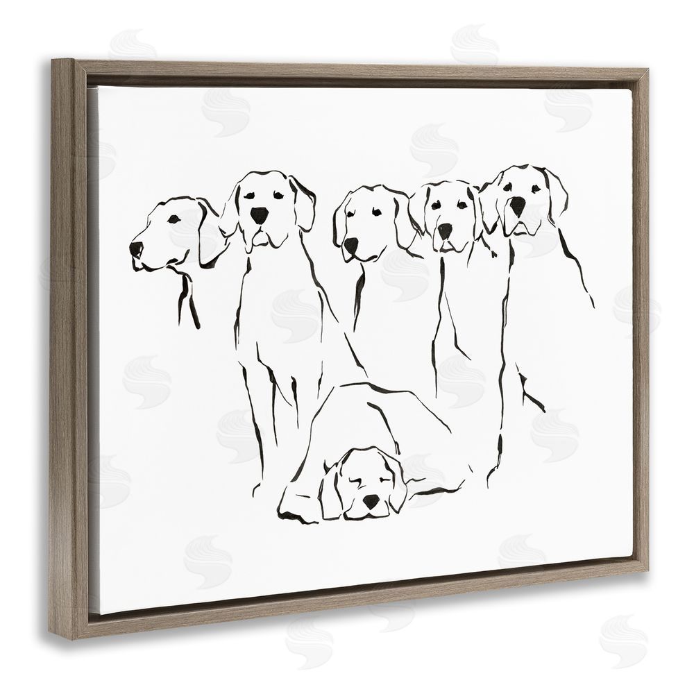 Ethan Harper Minimal Dogs Doodle Brown Floating Frame Canvas Wall Art Print