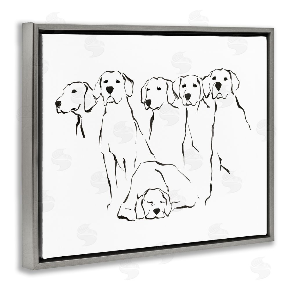 Ethan Harper Minimal Dogs Doodle Grey Floating Frame Canvas Wall Art Print