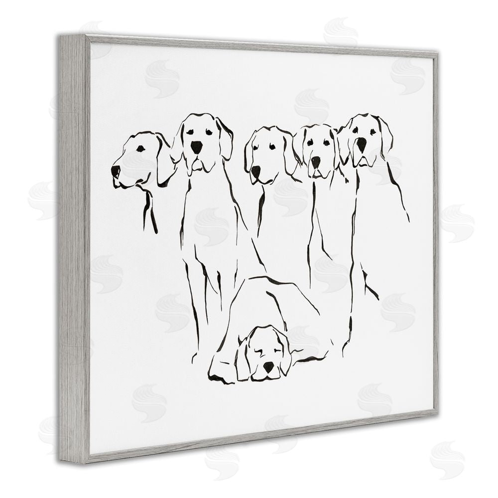 Ethan Harper Minimal Dogs Doodle Gray Framed Giclee Wall Art Print