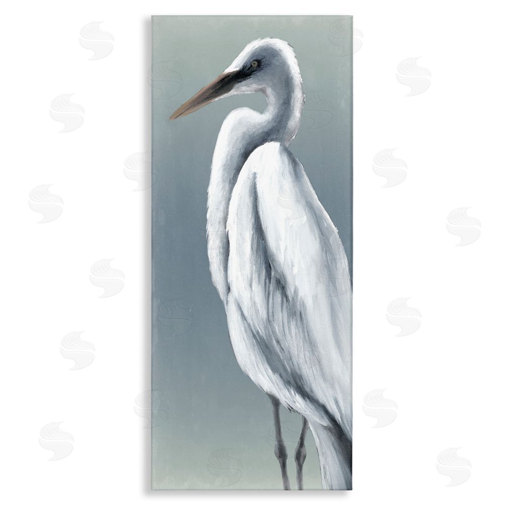 Grace Popp Traditional Egret Bird Stretched Canvas Wall Art Print