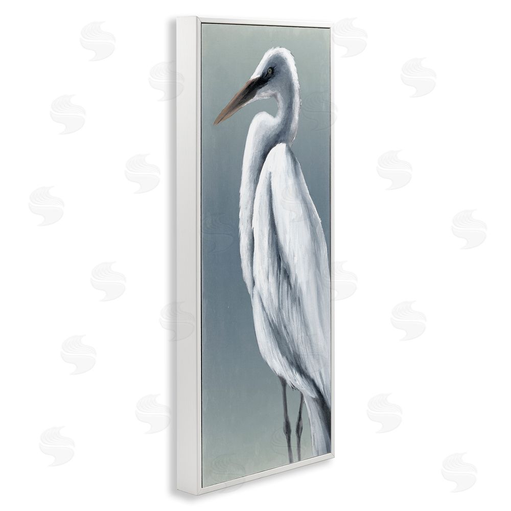 Grace Popp Traditional Egret Bird White Framed Giclee Wall Art Print