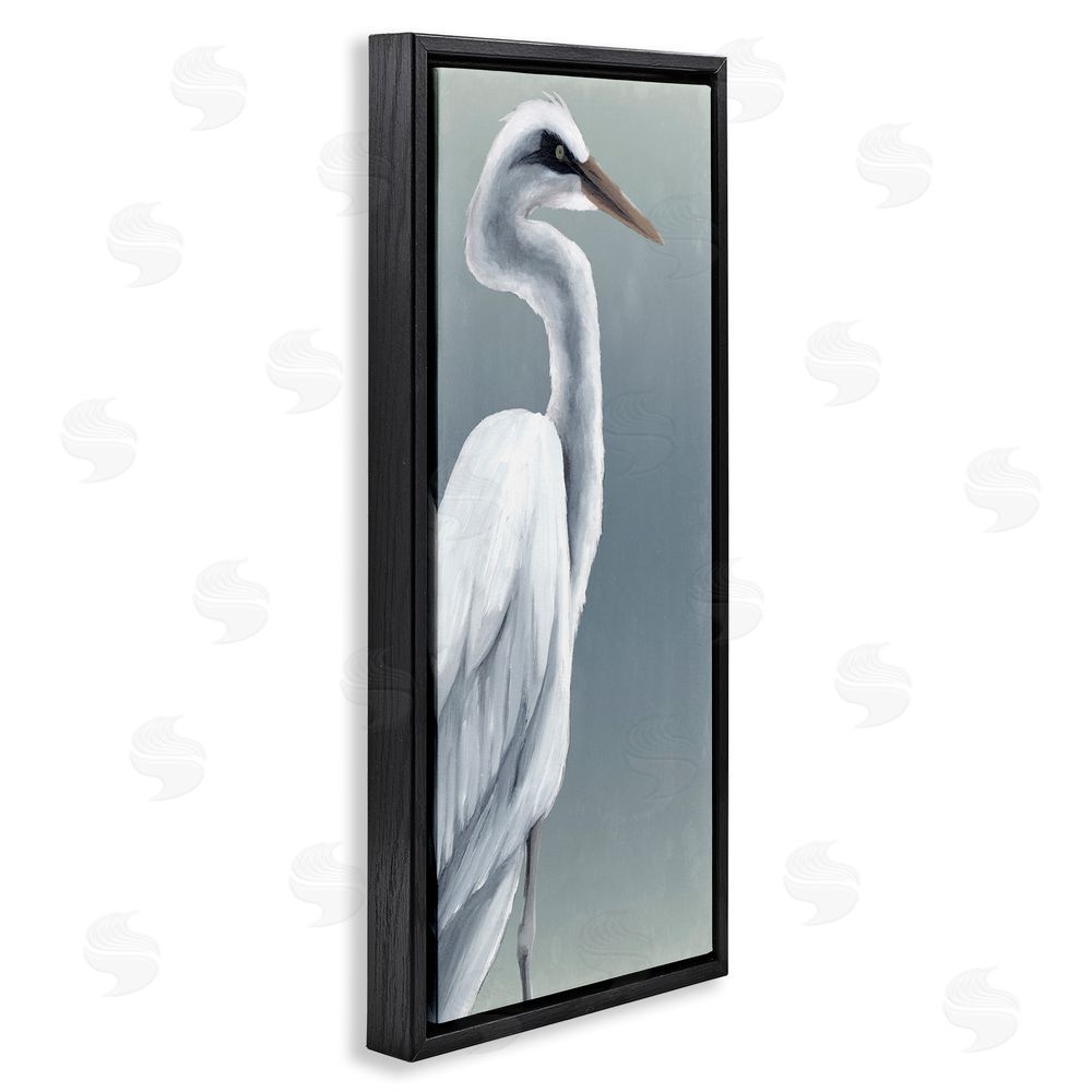 Grace Popp White Heron Portrait Black Floating Frame Canvas Wall Art Print