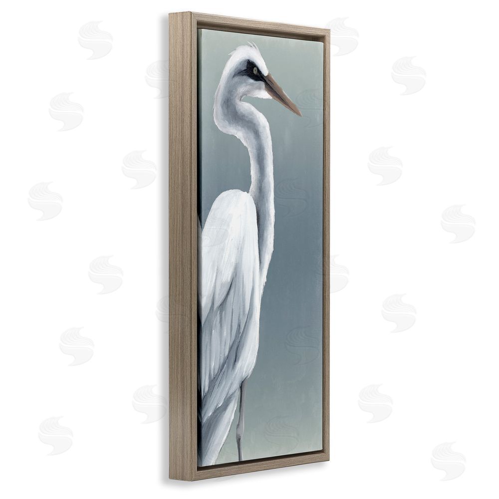 Grace Popp White Heron Portrait Brown Floating Frame Canvas Wall Art Print