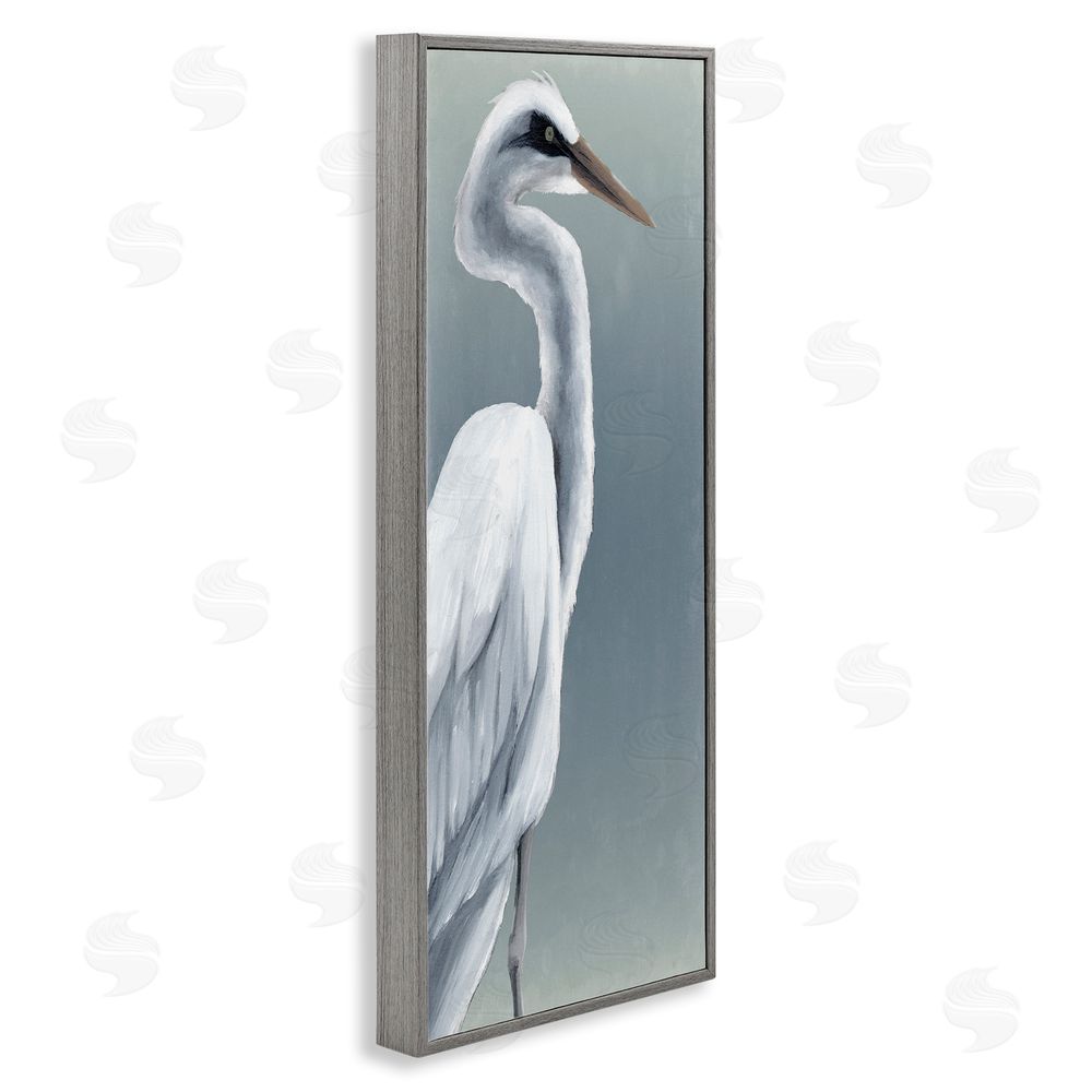 Grace Popp White Heron Portrait Gray Framed Giclee Wall Art Print