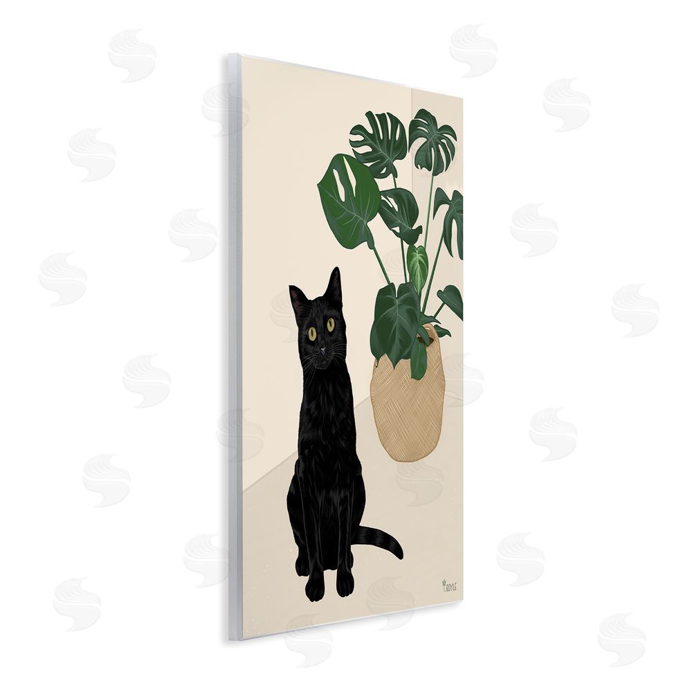 Tara Royle Black Cat & Monstera Plant Wall Plaque Art Print