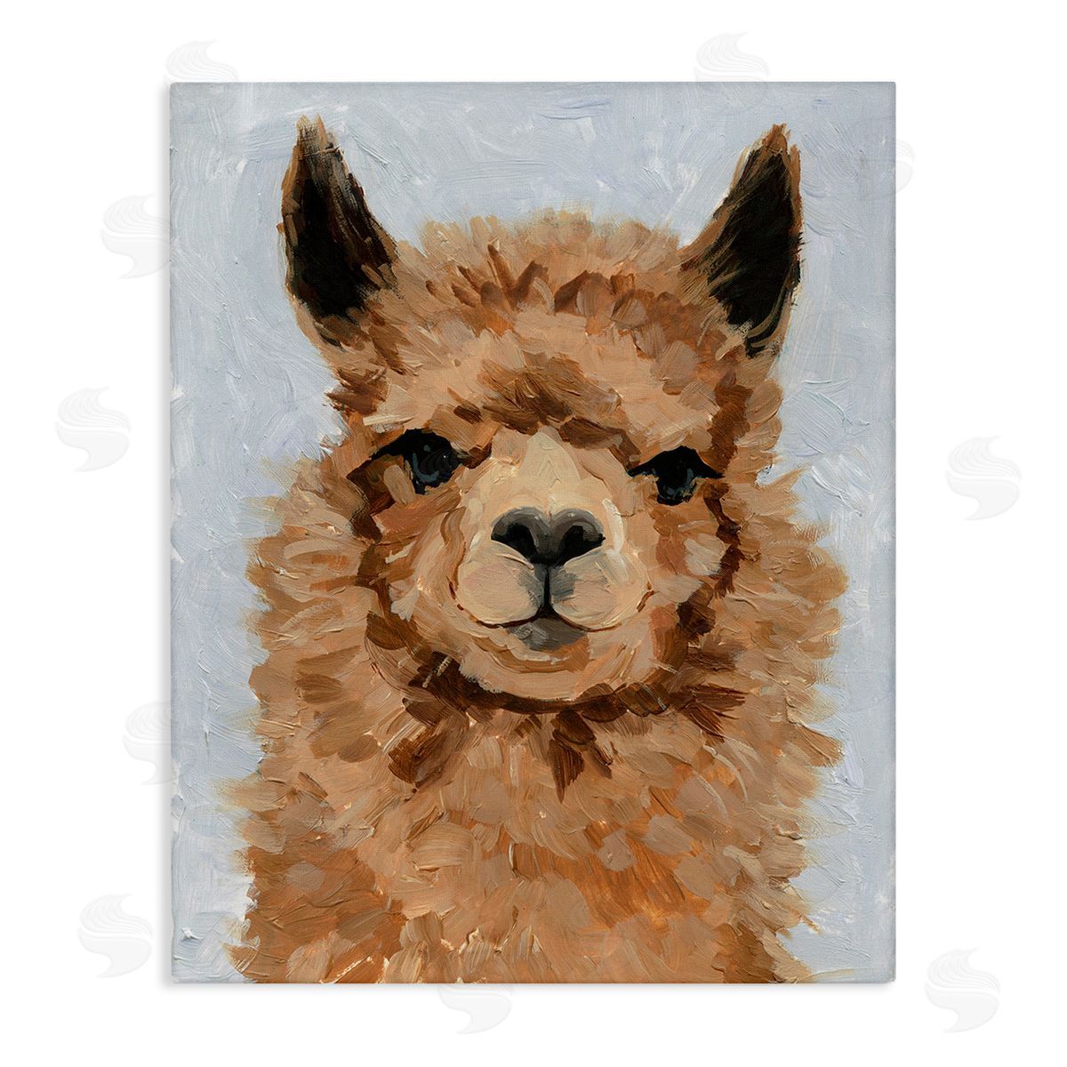 Victoria Barnes Fuzzy Llama Painting Stretched Canvas Wall Art Print