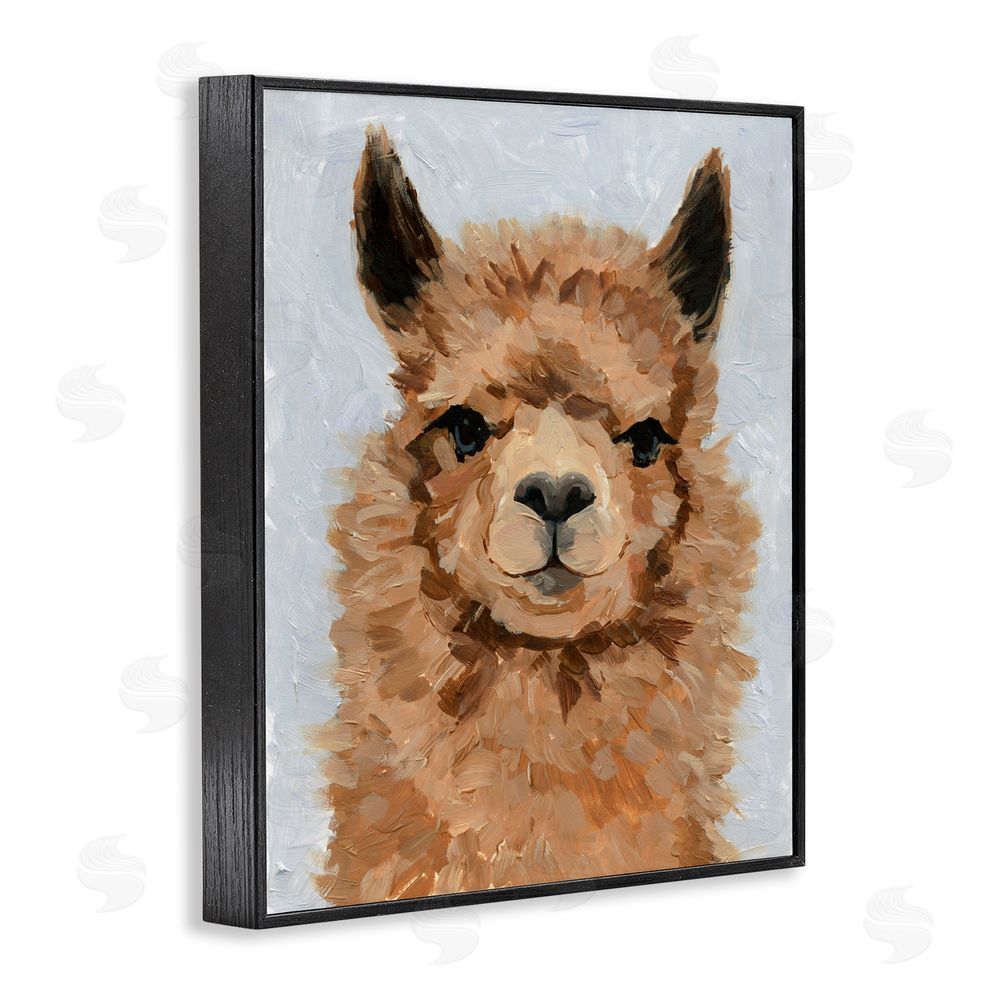 Victoria Barnes Fuzzy Llama Painting Black Framed Giclee Wall Art Print