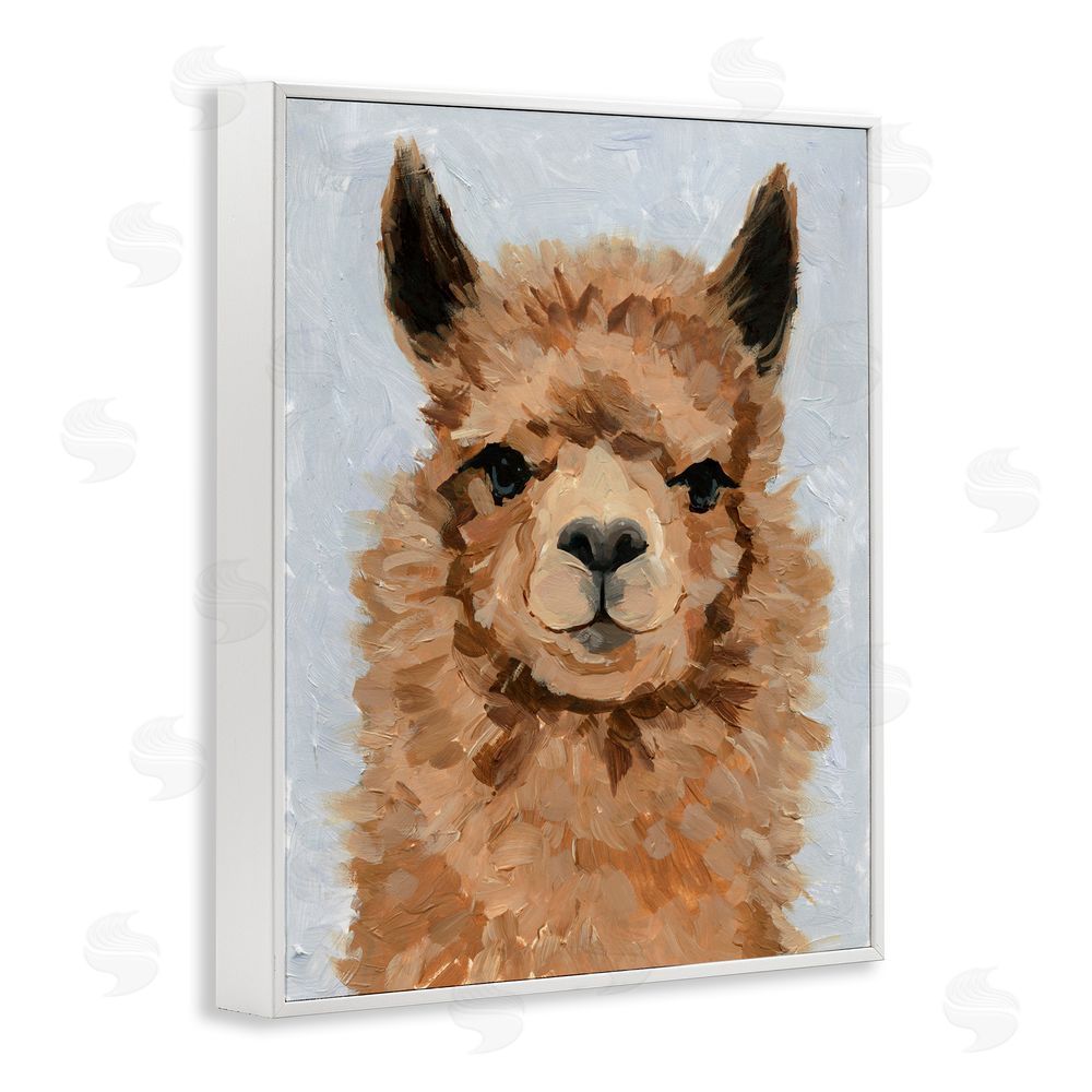 Victoria Barnes Fuzzy Llama Painting White Framed Giclee Wall Art Print