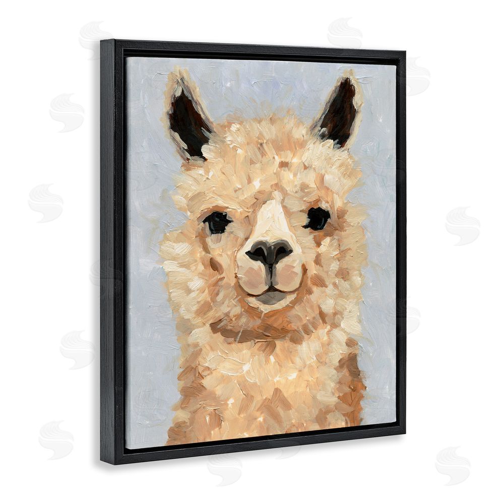 Victoria Barnes Fuzzy Alpaca Painting Black Floating Frame Canvas Wall Art Print