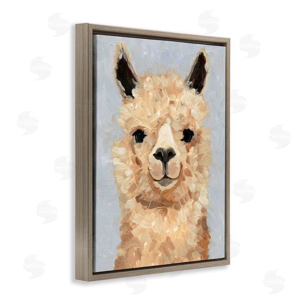 Victoria Barnes Fuzzy Alpaca Painting Brown Floating Frame Canvas Wall Art Print