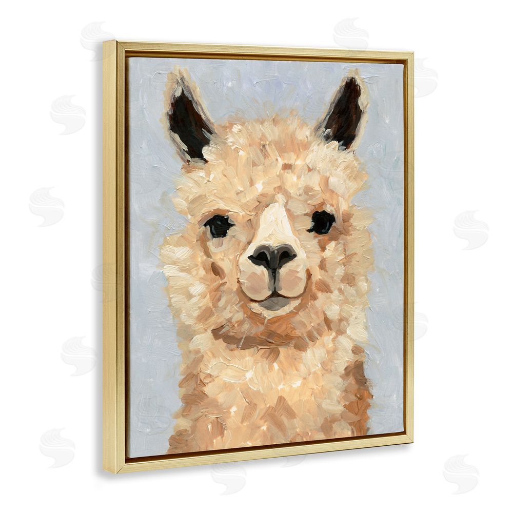 Victoria Barnes Fuzzy Alpaca Painting Gold Floating Frame Canvas Wall Art Print