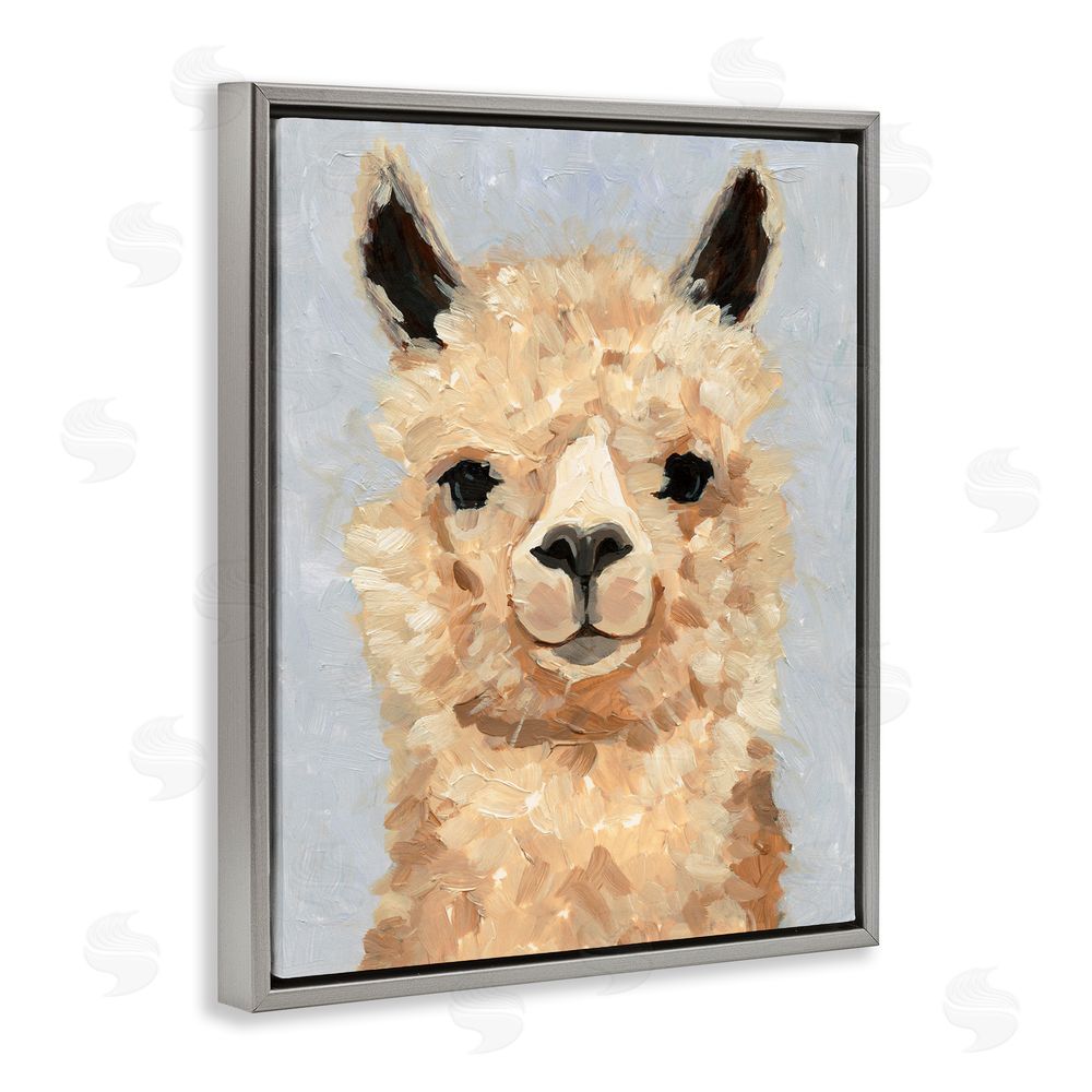 Victoria Barnes Fuzzy Alpaca Painting Grey Floating Frame Canvas Wall Art Print