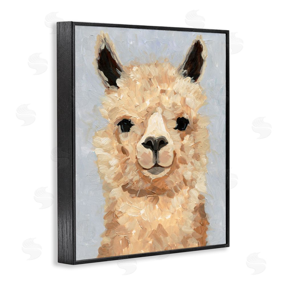 Victoria Barnes Fuzzy Alpaca Painting Black Framed Giclee Wall Art Print