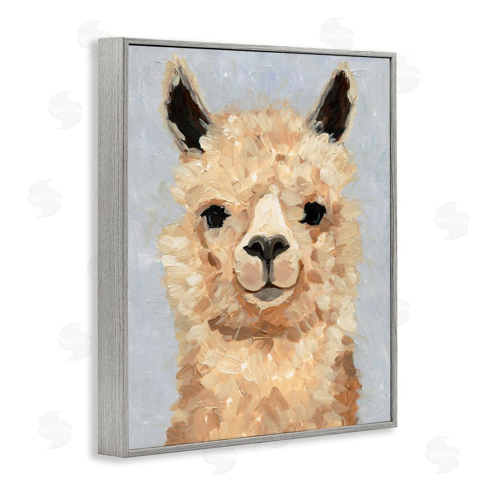 Victoria Barnes Fuzzy Alpaca Painting Gray Framed Giclee Wall Art Print
