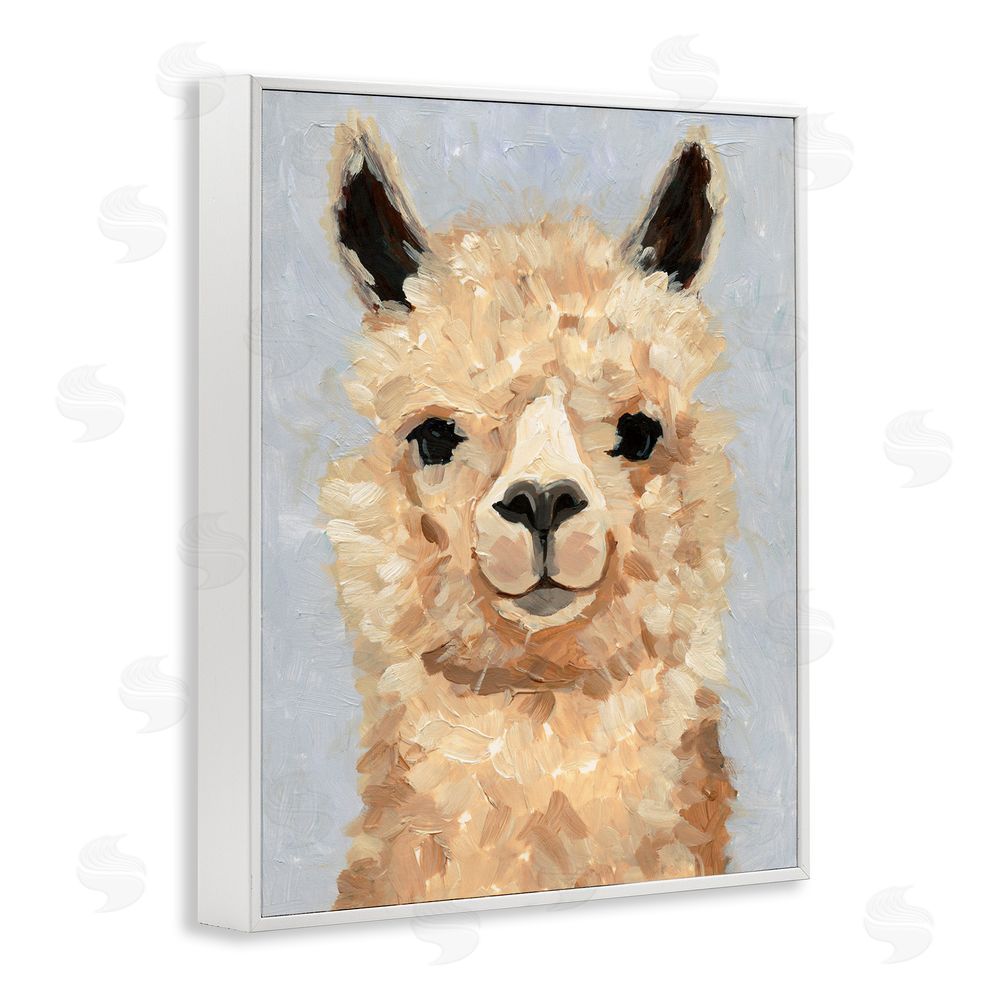Victoria Barnes Fuzzy Alpaca Painting White Framed Giclee Wall Art Print