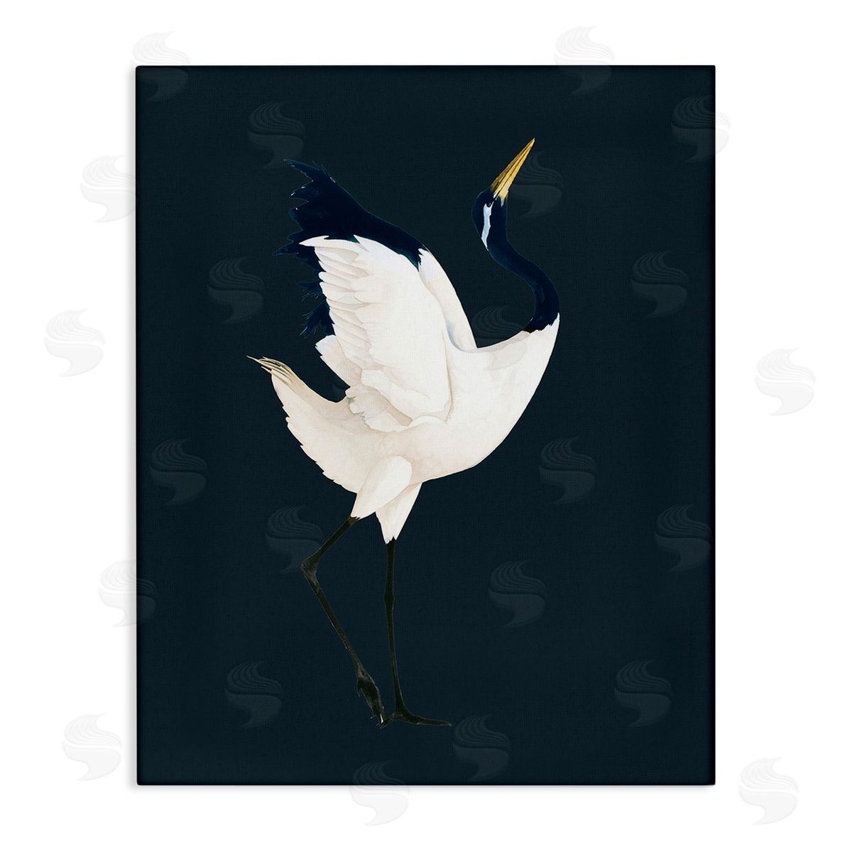 Grace Popp Crane Bird Facing Right Stretched Canvas Wall Art Print