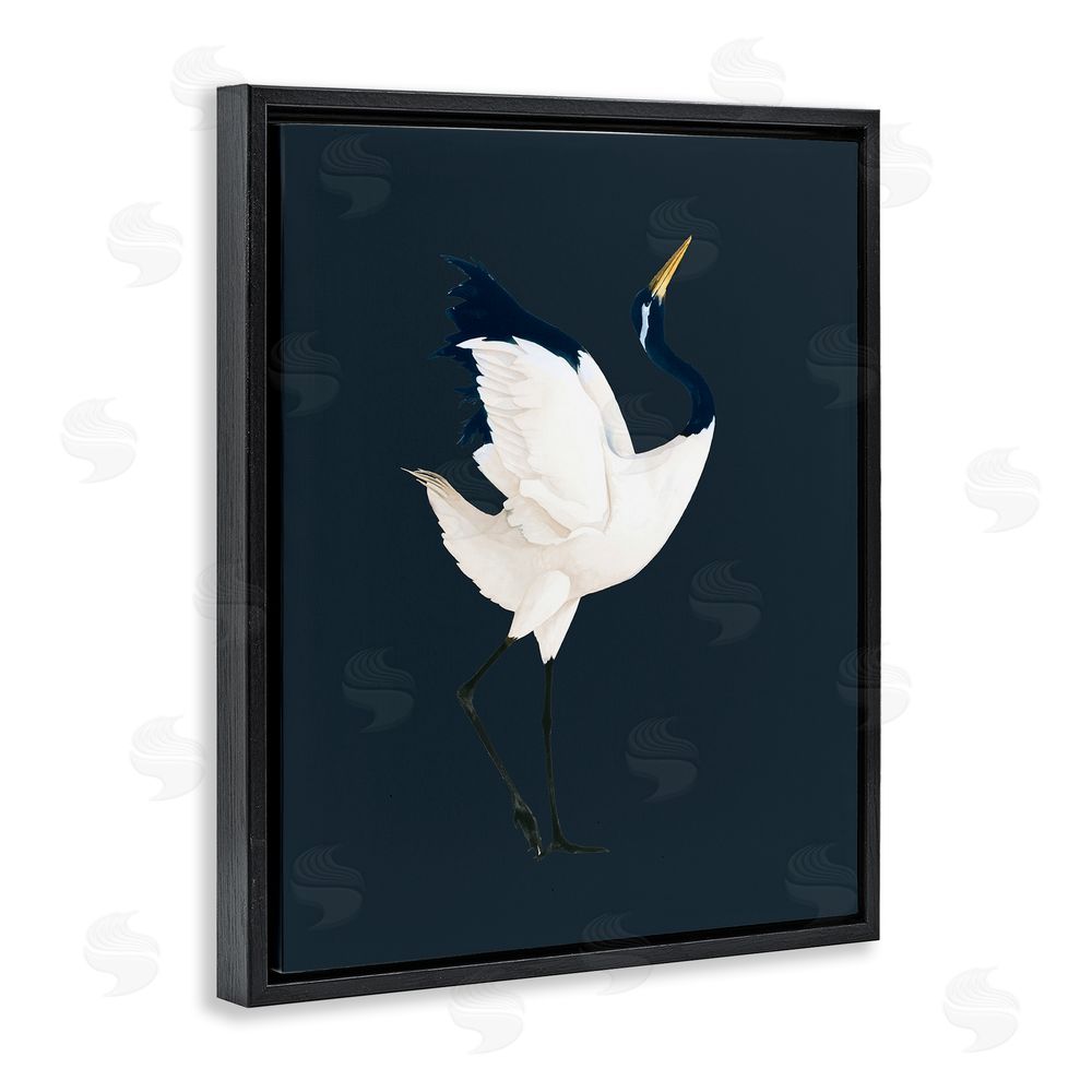 Grace Popp Crane Bird Facing Right Black Floating Frame Canvas Wall Art Print